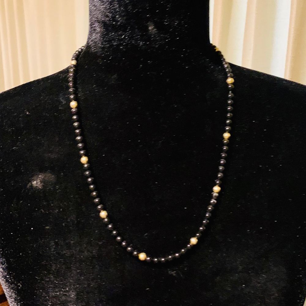 Black and Gold Beaded Necklace
